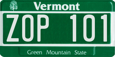 VT license plate ZOP101