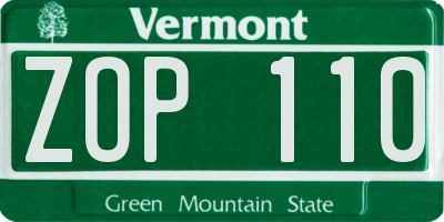 VT license plate ZOP110