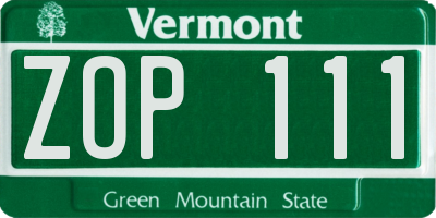 VT license plate ZOP111