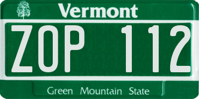 VT license plate ZOP112