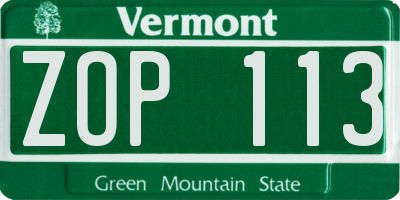 VT license plate ZOP113
