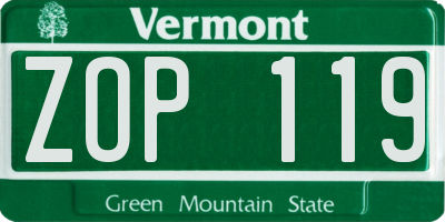 VT license plate ZOP119