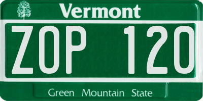 VT license plate ZOP120