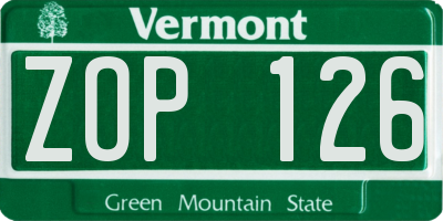 VT license plate ZOP126
