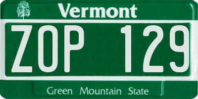 VT license plate ZOP129