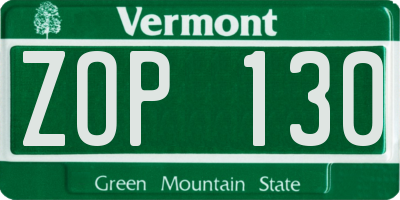 VT license plate ZOP130