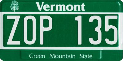 VT license plate ZOP135