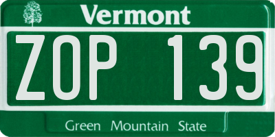 VT license plate ZOP139