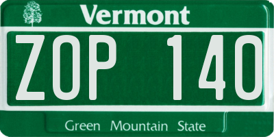 VT license plate ZOP140