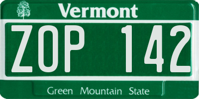 VT license plate ZOP142