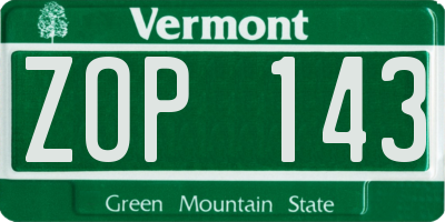 VT license plate ZOP143