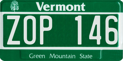 VT license plate ZOP146