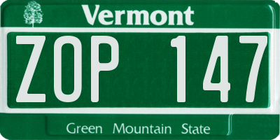 VT license plate ZOP147