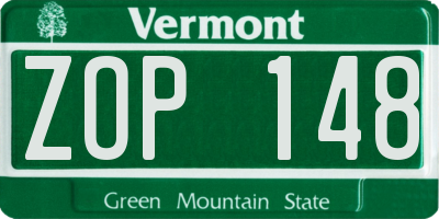 VT license plate ZOP148