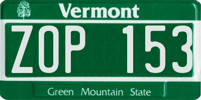 VT license plate ZOP153