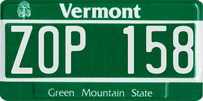 VT license plate ZOP158