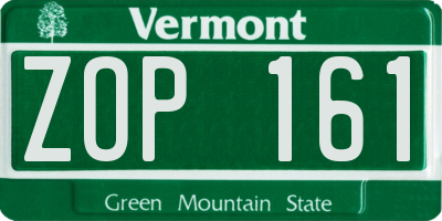 VT license plate ZOP161