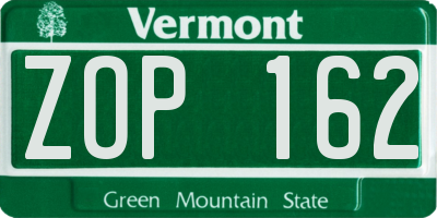 VT license plate ZOP162