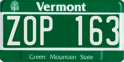VT license plate ZOP163