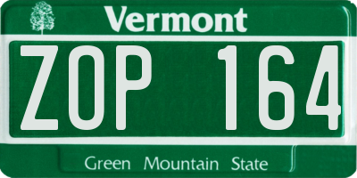 VT license plate ZOP164