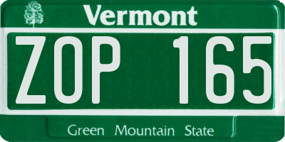 VT license plate ZOP165