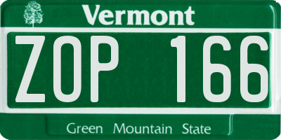 VT license plate ZOP166