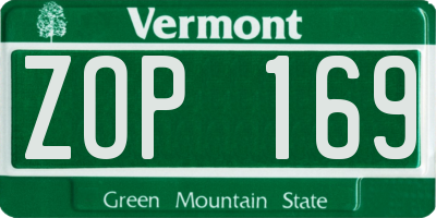 VT license plate ZOP169