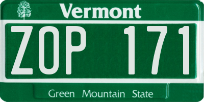 VT license plate ZOP171