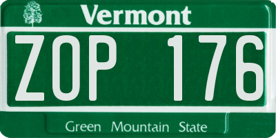 VT license plate ZOP176