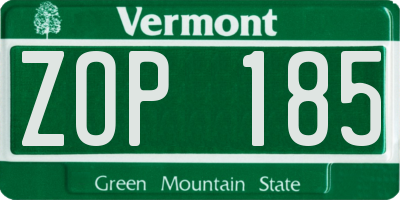 VT license plate ZOP185