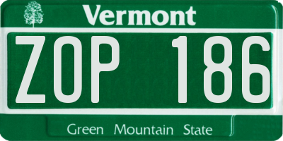 VT license plate ZOP186
