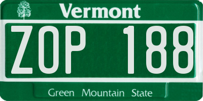 VT license plate ZOP188