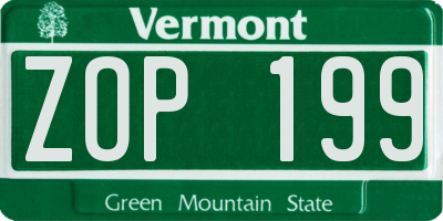 VT license plate ZOP199