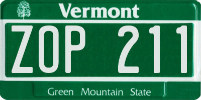 VT license plate ZOP211