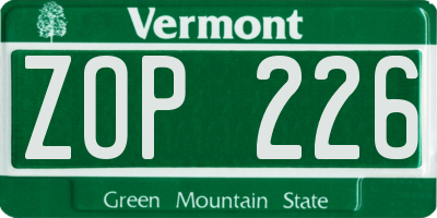 VT license plate ZOP226