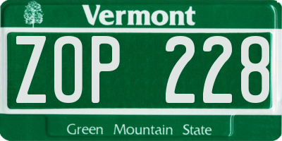 VT license plate ZOP228