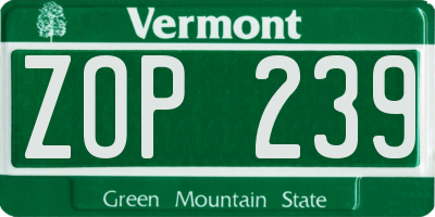 VT license plate ZOP239