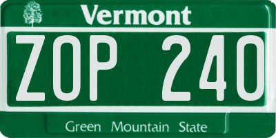 VT license plate ZOP240