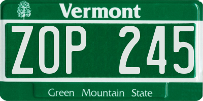 VT license plate ZOP245
