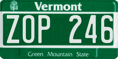 VT license plate ZOP246