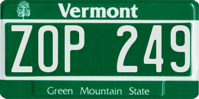 VT license plate ZOP249