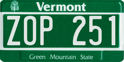 VT license plate ZOP251