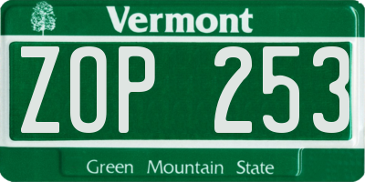 VT license plate ZOP253