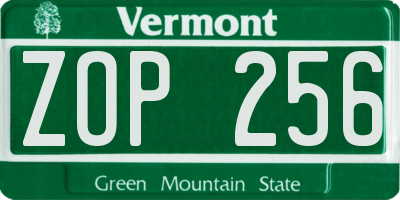 VT license plate ZOP256