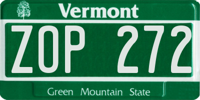 VT license plate ZOP272