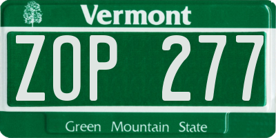 VT license plate ZOP277