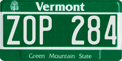 VT license plate ZOP284