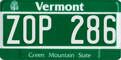 VT license plate ZOP286