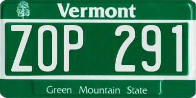 VT license plate ZOP291