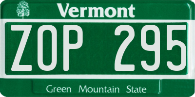 VT license plate ZOP295